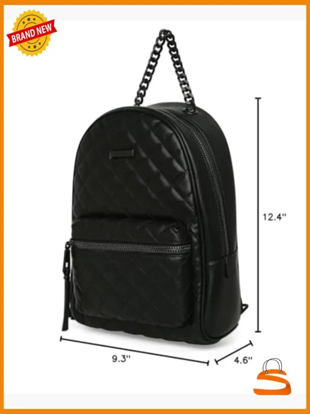 Faux Leather Daypack Backpack, Medium, 2 Compartments
